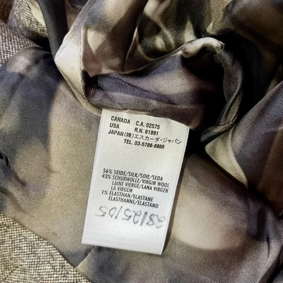 Escada Silk Wool Asymmetrical Blazer EU 36 Gold Button Taupe - Picture 4 of 7